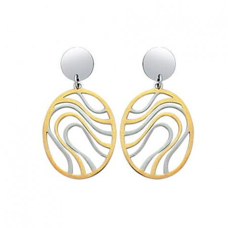 Boucles d'oreilles bicolores, acier doré et blanc, pour femme - Vanita