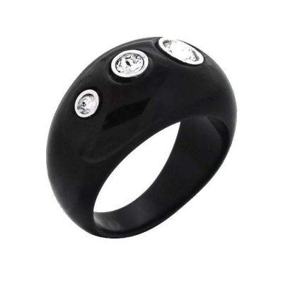 Bague Gaudron noire, argent, Swarovski LZB pour femme