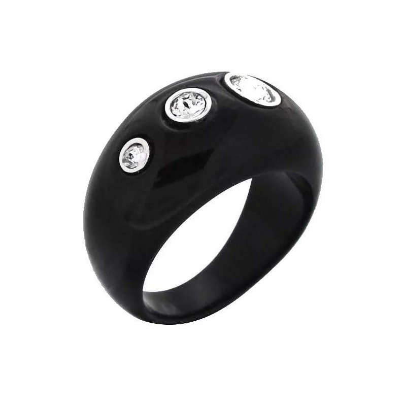 Bague Gaudron noire, argent, Swarovski LZB pour femme