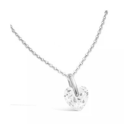 Pendentif argent 925 femme, Coeur brillant en zircon - Cupidon