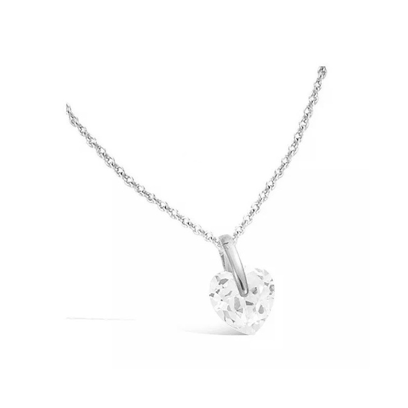 Pendentif argent 925 femme, Coeur brillant en zircon - Cupidon