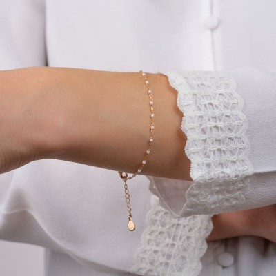 Bracelet blanc / doré pour femme, Perles de Miyuki - Lyn&Or Bijoux