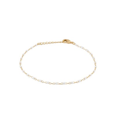 Bracelet en perles de Miyuki blanches et plaqué or - Etta