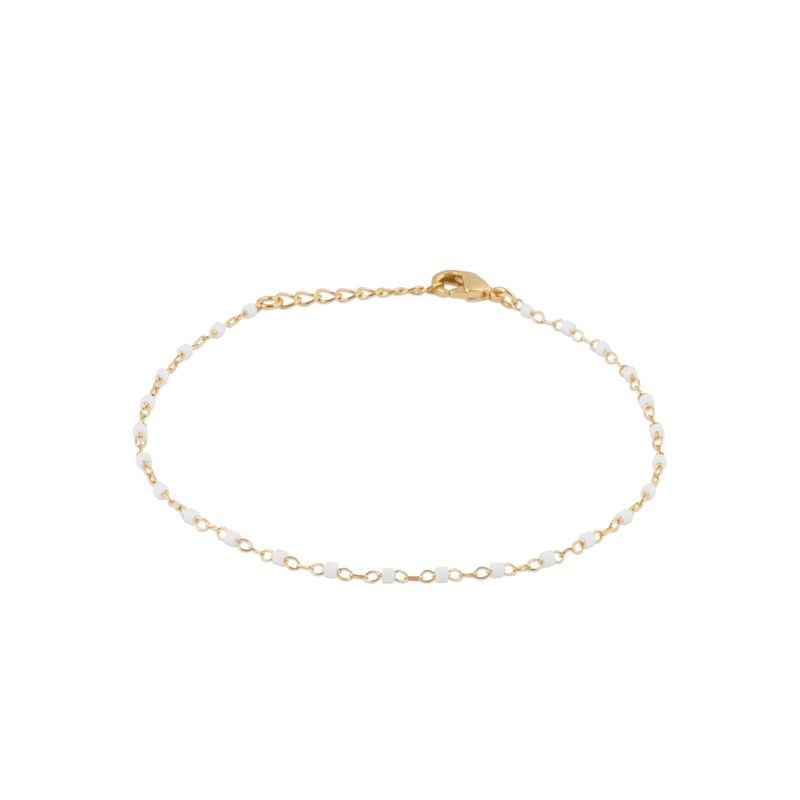 Bracelet en perles de Miyuki blanches et plaqué or - Etta