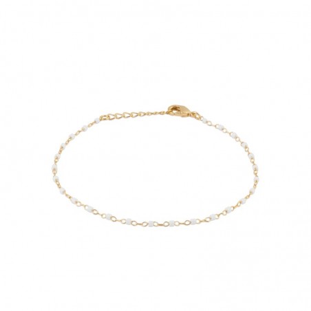 Bracelet en perles de Miyuki blanches et plaqué or - Etta