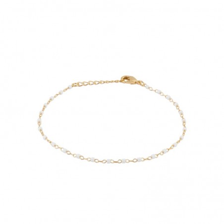 Bracelet en perles de Miyuki blanches et plaqué or - Etta