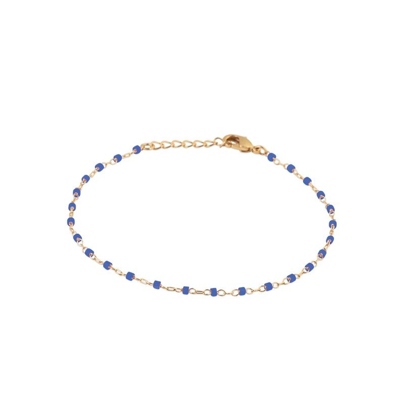 Bracelet en perles de Miyuki bleues et plaqué or - Etta