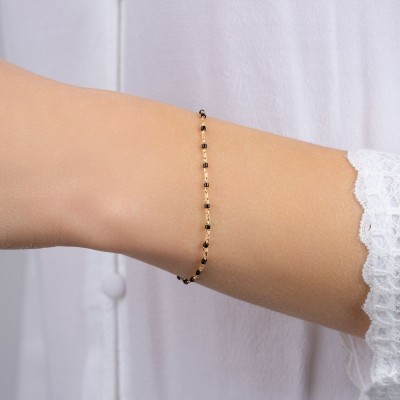 gourmette blanc / doré pour femme, Perles de Miyuki - Lyn&Or Bijoux