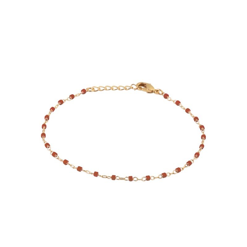Bracelet en perles de Miyuki rouges et plaqué or - Etta