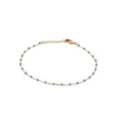 Bracelet en perles de Miyuki vertes et plaqué or - Etta