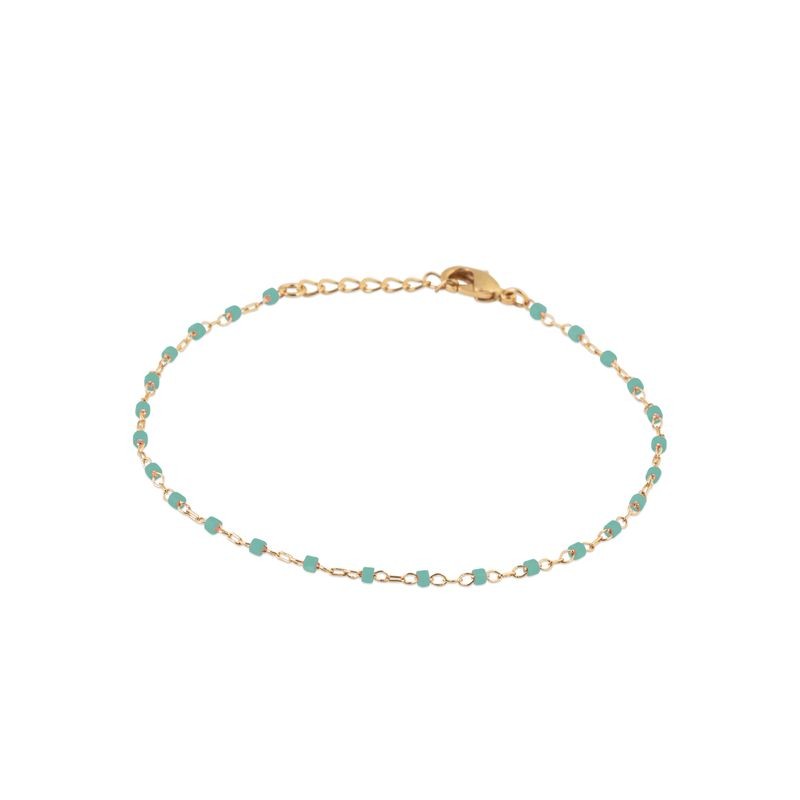 Bracelet en perles de Miyuki vertes et plaqué or - Etta