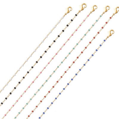 Bracelet en perles de Miyuki colorées et plaqué or - Etta