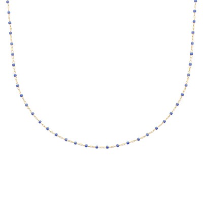 Collier en perles de Miyuki bleu et doré, plaqué or - Etta