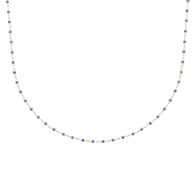 Collier en perles de Miyuki bleu et doré, plaqué or - Etta