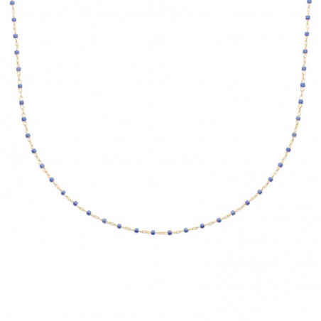 Collier en perles de Miyuki bleu et doré, plaqué or - Etta