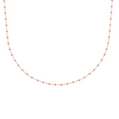 Collier en perles de Miyuki rose et doré, plaqué or - Etta