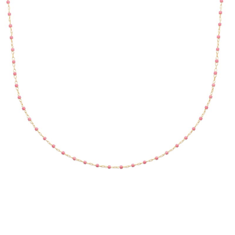 Collier en perles de Miyuki rose et doré, plaqué or - Etta