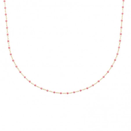 Collier en perles de Miyuki rose et doré, plaqué or - Etta