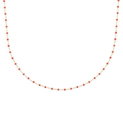 Collier en perles de Miyuki rouge et doré, plaqué or - Etta