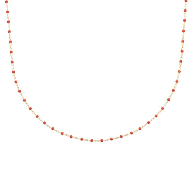 Collier en perles de Miyuki rouge et doré, plaqué or - Etta