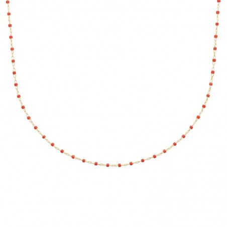 Collier en perles de Miyuki rouge et doré, plaqué or - Etta