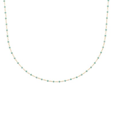 Collier en perles de Miyuki vert et doré, plaqué or - Etta