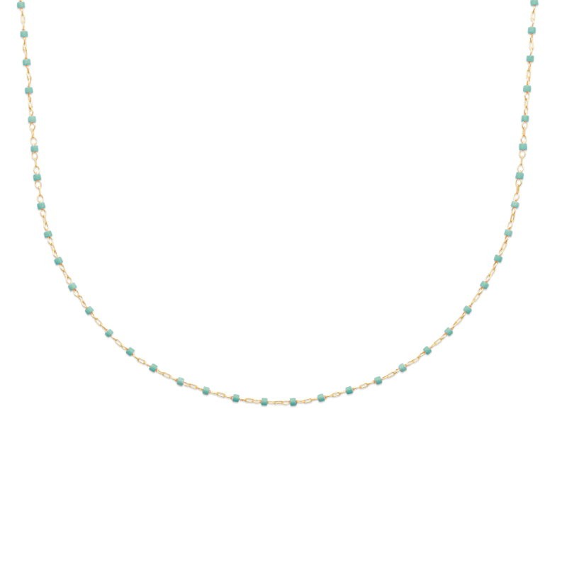Collier en perles de Miyuki vert et doré, plaqué or - Etta