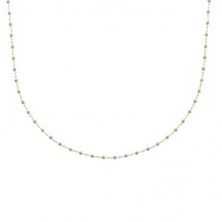 Collier en perles de Miyuki vert et doré, plaqué or - Etta