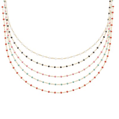 Collier en perles de Miyuki colorées et plaqué or - Etta