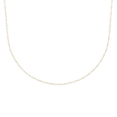 Collier en perles de Miyuki blanc et doré, plaqué or - Etta