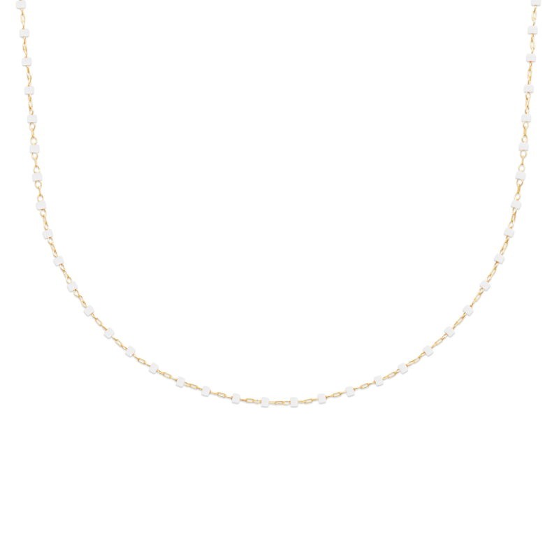 Collier en perles de Miyuki blanc et doré, plaqué or - Etta