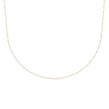 Collier en perles de Miyuki blanc et doré, plaqué or - Etta