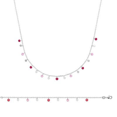 colliers plaqué or et pierres roses, bijoux tendance
