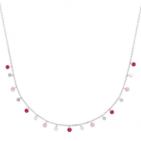 Collier argent 925 et plusieurs pendentifs roses - Bohême