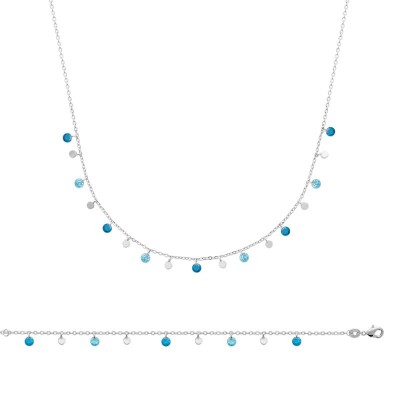 colliers plaqué or et pierres bleues, bijoux tendance
