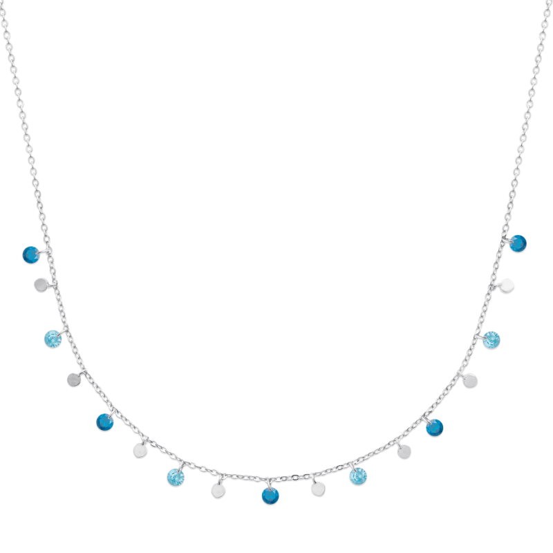 Collier argent 925 et plusieurs pendentifs bleus - Bohême