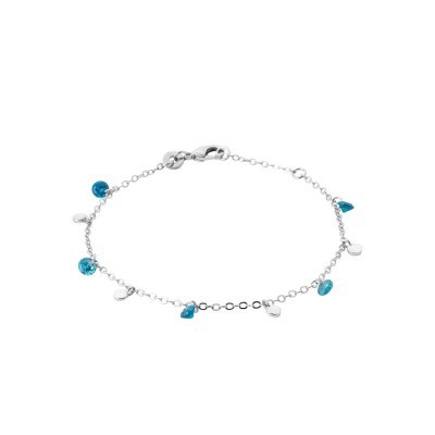 Gourmette avec pierres cristal bleu et argent 925 - Bohême