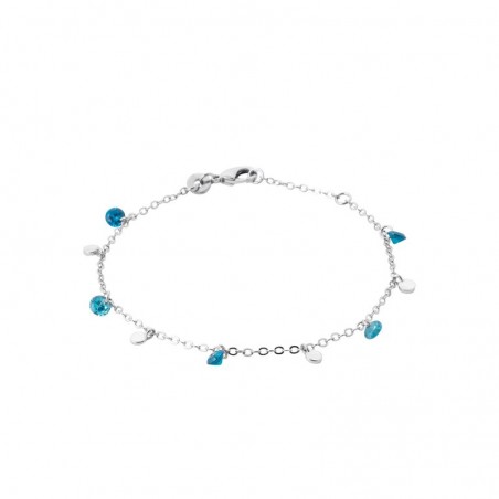 Gourmette avec pierres cristal bleu et argent 925 - Bohême