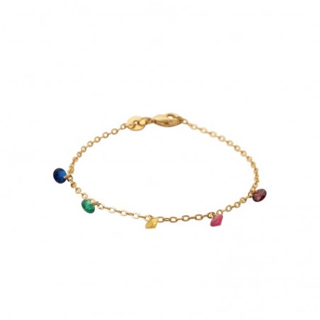 Gourmette avec pierres cristal multicolore et plaqué or - Bohême