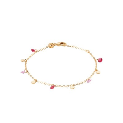 Gourmette avec pierres cristal rose et plaqué or - Bohême