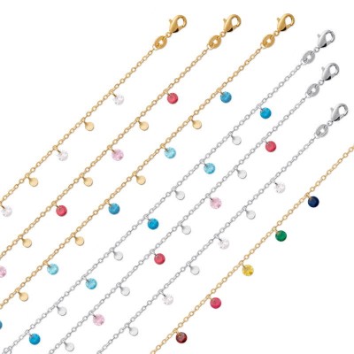 Gourmette avec pierres multicolores au choix - Bohême