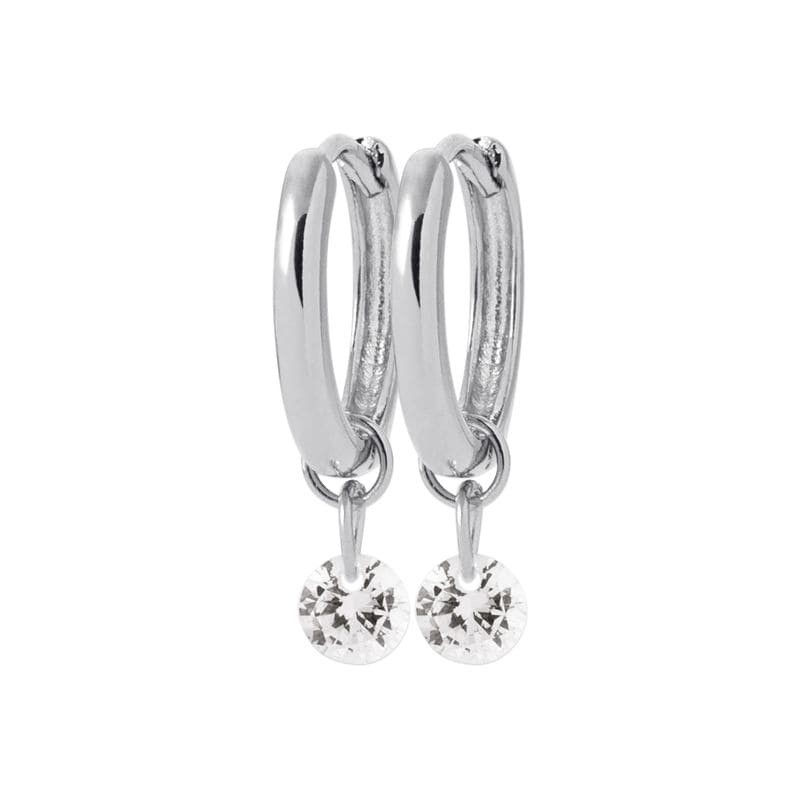 Créoles pétillantes en zircon blanc cristal et argent 925 pour femme - Lyn&Or Bijoux