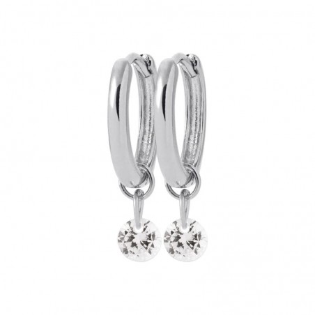 Créoles pétillantes en zircon blanc cristal et argent 925 pour femme - Lyn&Or Bijoux