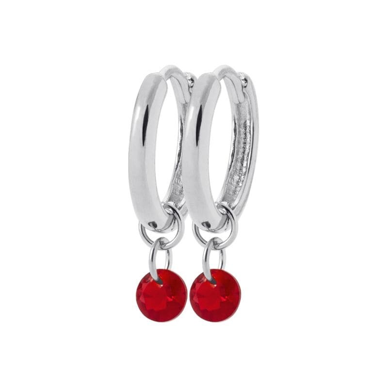 Créoles pétillantes en zircon rouge rubis et argent 925 pour femme - Lyn&Or Bijoux