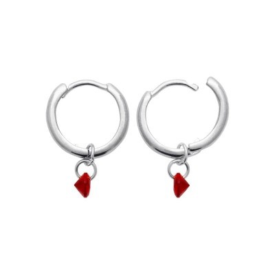 boucles pendantes argent 925 avec pierre rouge
