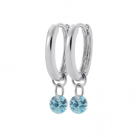 Créoles pétillantes en zircon bleu aigue marine et argent 925 pour femme - Lyn&Or Bijoux