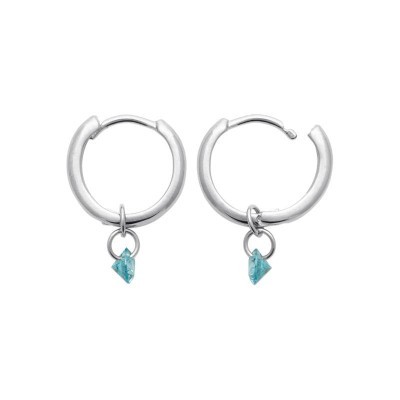 boucles pendantes argent 925 avec pierre bleue