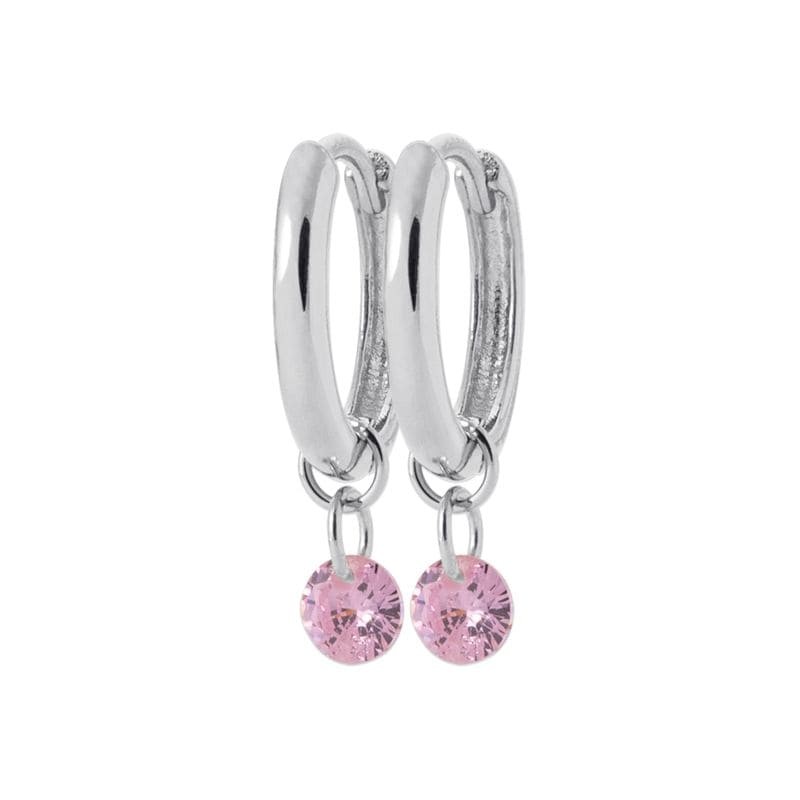 Créoles pétillantes en zircon rose et argent 925 pour femme - Lyn&Or Bijoux