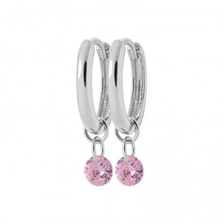 Créoles pétillantes en zircon rose et argent 925 pour femme - Lyn&Or Bijoux