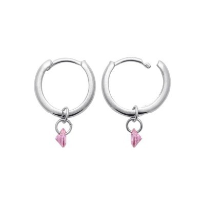 Créoles argent 925 et pierre en cristal rouge